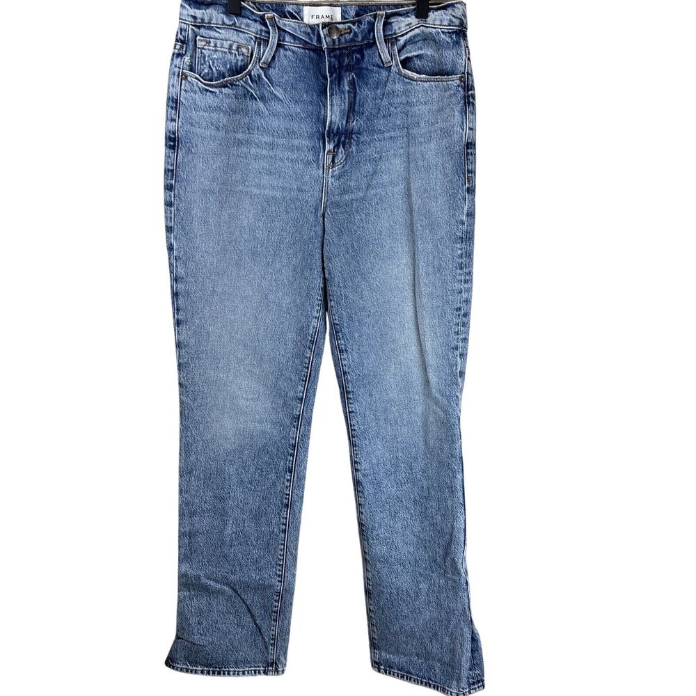 Frame Jeans Women 27 Baggy Long Medium Wash Relaxed Straight High Rise